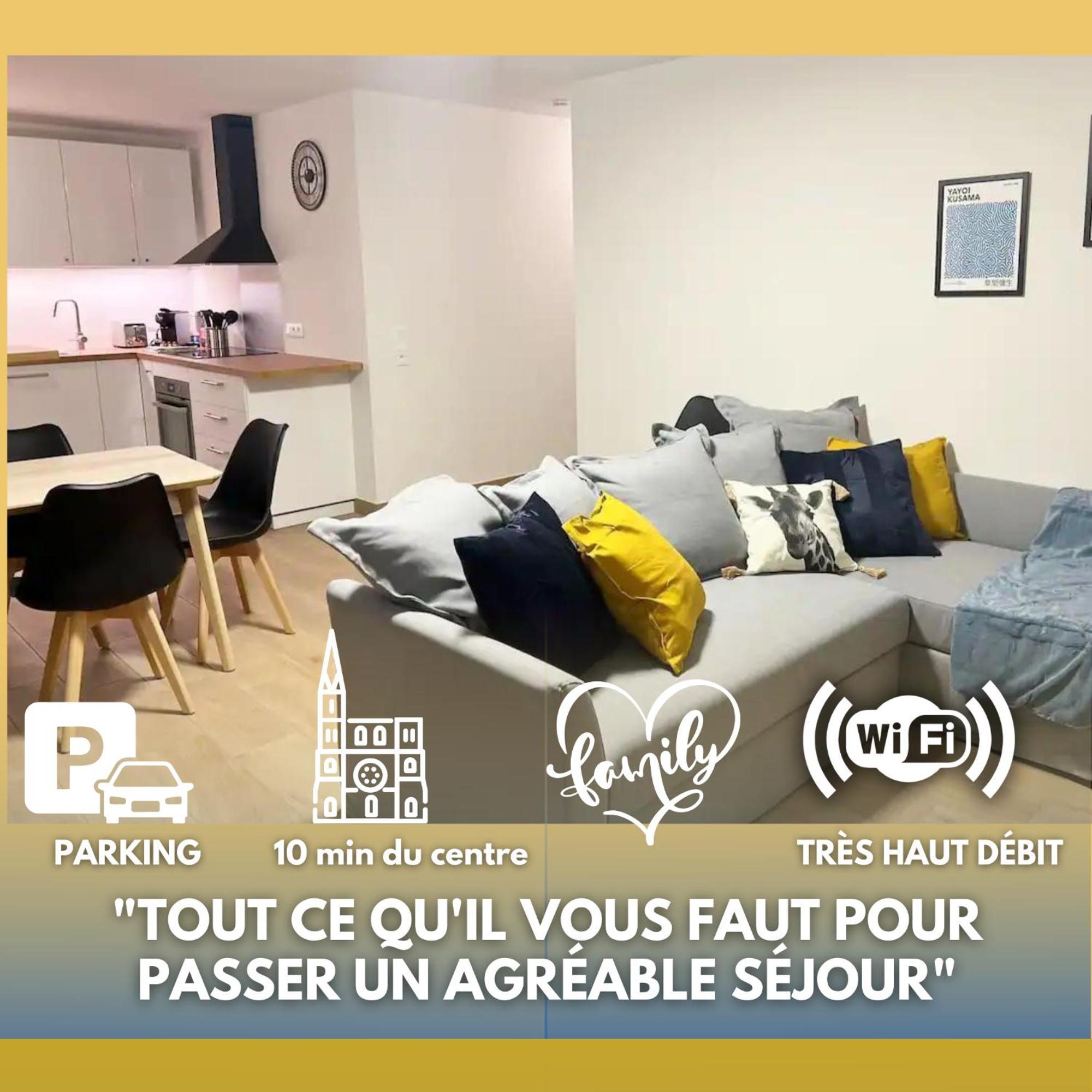 Grand Neuf Lumineux, Parking Gratuit, 10 Min Centre Daire